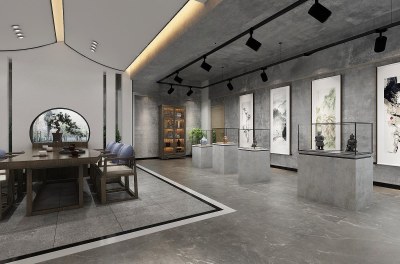 新中式茶室展览厅3D模型下载